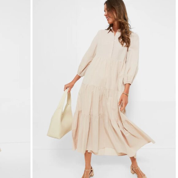 TUCKERNUCK Pomander Place Sandstone Mabel Maxi Dress large l beige tan long slee - Picture 5 of 6